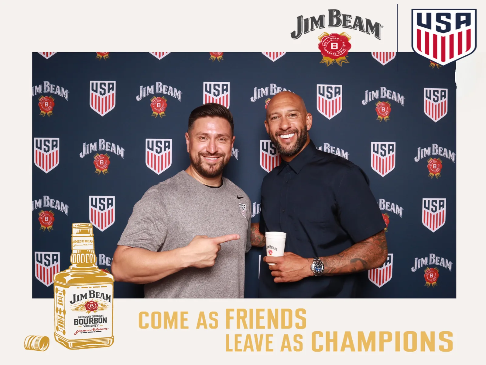 Branded sponsor step-and-repeat guest photo from a corporate sponsor activation